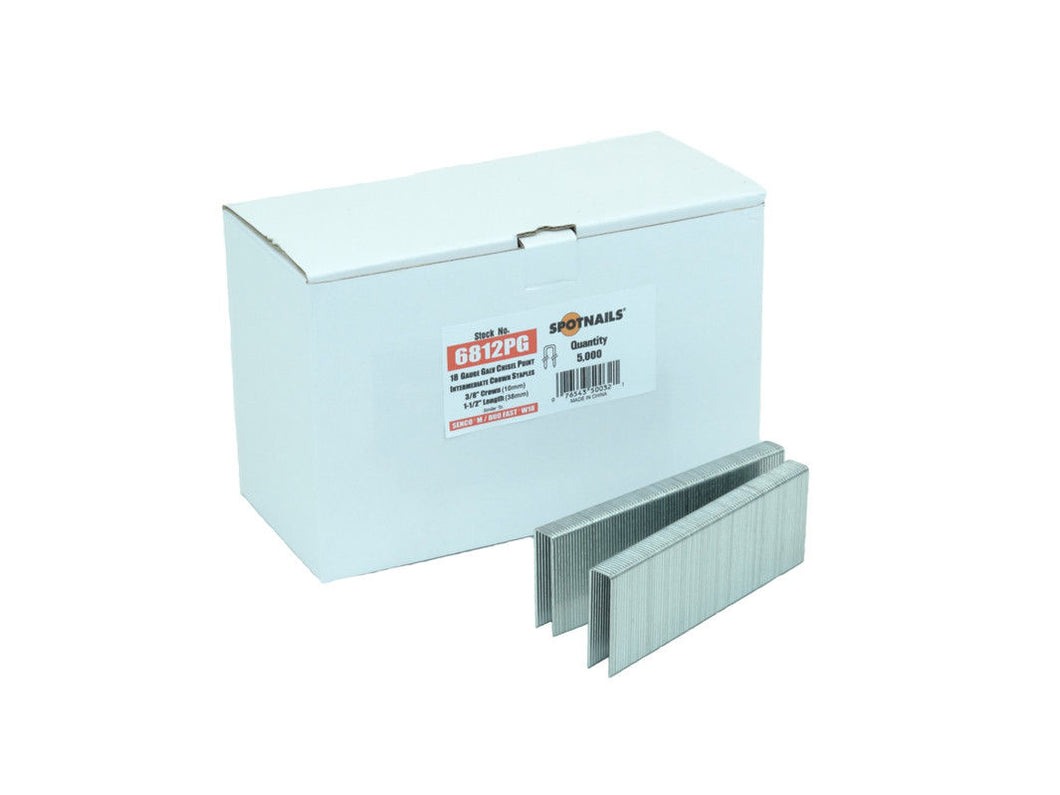 Spotnails 6812PG 18 Gauge Medium Crown Staples 1-1/2