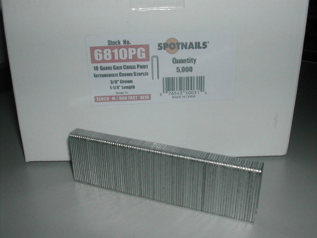Spotnails 6810PG 18 Gauge Medium Crown Staple 1-1/4